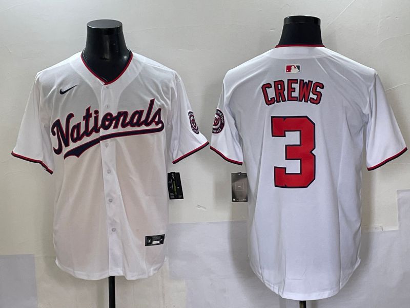 Men 2025 Washington Nationals #3 Crews White Game Nike MLB Jersey style 1->washington nationals->MLB Jersey